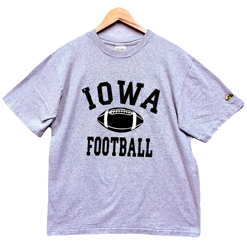 The Cotton Exchange Iowa Football T-Shirt Mens L Gray‎ Heather USA Made Rare Oop